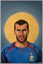 JUNIQE - Poster met kunststof lijst Football Icon - Zinedine Zidane