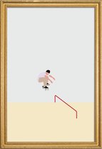 JUNIQE - Poster met houten lijst Skateboarding -30x45 /Bruin & Grijs