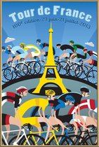 JUNIQE - Poster met kunststof lijst Tour de France -13x18 /Blauw &