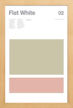 JUNIQE - Poster in houten lijst Flat white - minimalistisch -30x45