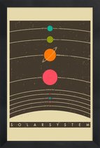 JUNIQE - Poster in houten lijst Vintage zonnestelsel reizen -40x60