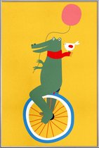 JUNIQE - Poster met kunststof lijst Unicycle Croc -13x18 /Kleurrijk