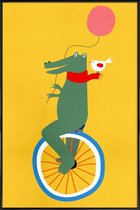 JUNIQE - Poster in kunststof lijst Unicycle Croc -40x60 /Kleurrijk
