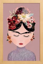 JUNIQE - Poster in houten lijst Frida Pastell -40x60 /Paars & Roze