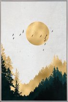 JUNIQE - Poster met kunststof lijst Goldmond -30x45 /Geel & Grijs
