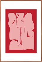 JUNIQE - Poster met kunststof lijst Abstract -30x45 /Rood & Roze