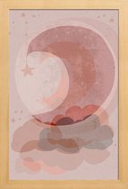 JUNIQE - Poster met houten lijst Gentle Moon -13x18 /Roze