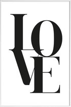 JUNIQE - Poster met kunststof lijst Love 2 -30x45 /Wit & Zwart