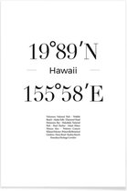 JUNIQE - Poster Hawaii -20x30 /Wit & Zwart