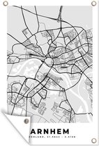 Muurdecoratie Stadskaart - Arnhem - Grijs - Wit - 120x180 cm - Tuinposter - Plattegrond - Tuindoek - Buitenposter