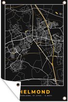 Tuinposter - Tuindoek - Tuinposters buiten - Kaart - Helmond - Goud - Zwart - 80x120 cm - Tuin