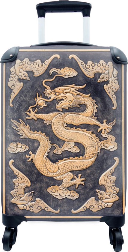 Valise - Porte en bois décorée d'un dragon chinois doré - 35x55x20 cm -  Bagage à main... | bol.com