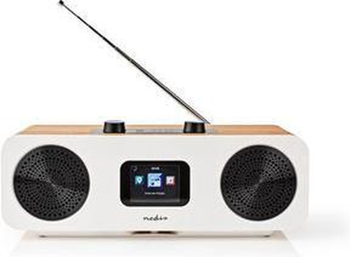 Nedis Internetradio | Tafelmodel | Bluetooth® / Wi-Fi | DAB+ / FM / Internet | 2.4 " | Kleurenscherm | 34 W | Afstandbestuurbaar | App-gestuurd | Wekker | Bruin / Wit
