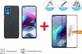 2-In-1 Screenprotector Hoesje Bescherming Protector Set Geschikt Voor Motorola Moto G100 (5G) - Full Cover 3D Edge Tempered Glass Screen Protector Met Back Bescherm Cover Case - Do