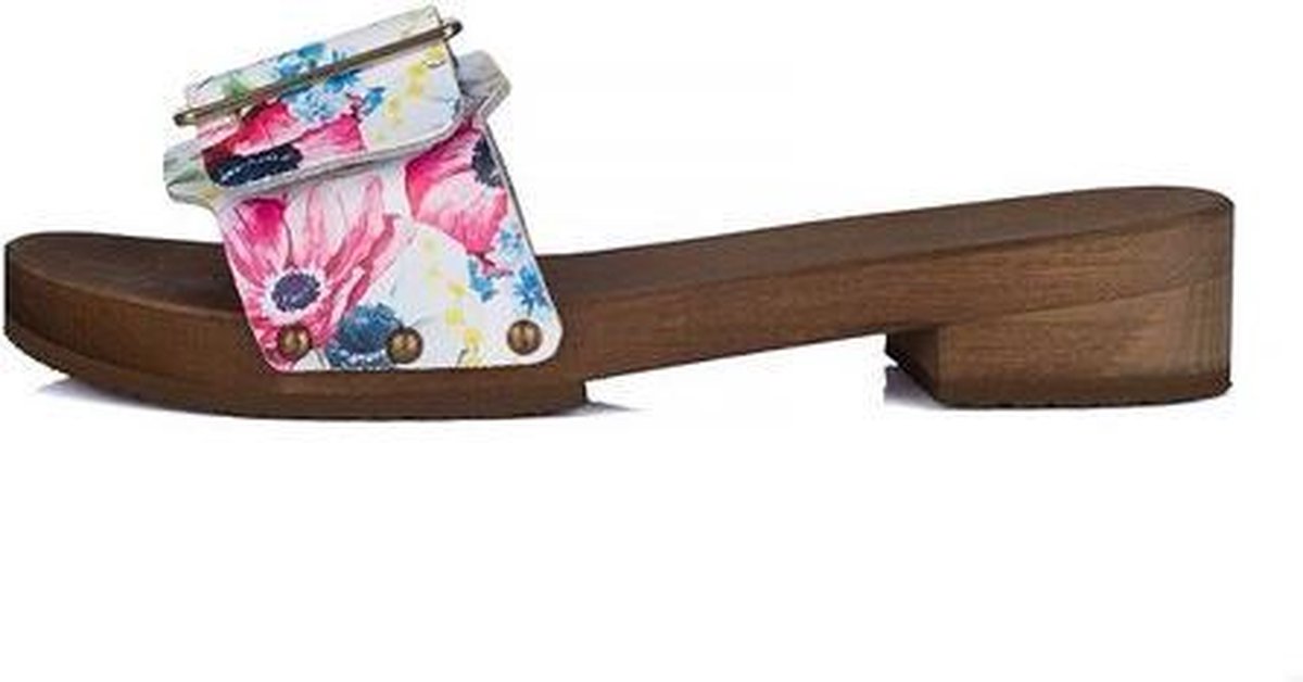 DINA Houten sandalen bloemenfeest met gesp sandalen