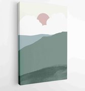 Mountain and landscape wall arts vector collection. Gold and Watercolor art with sun, moon, sky 1 - Moderne schilderijen – Vertical – 1894748764 - 40-30 Vertical
