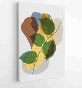 Botanical wall art vector set. Golden foliage line art drawing with abstract shape 2 - Moderne schilderijen – Vertical – 1899845974 - 115*75 Vertical