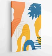 Botanical wall art vector set. Earth tone boho foliage line art drawing with abstract shape 1 - Moderne schilderijen – Vertical – 1894237291 - 80*60 Vertical