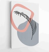 Palm leaves wall art vector set. Earth tone boho foliage line art drawing with abstract shape. 3 - Moderne schilderijen – Vertical – 1870962286 - 115*75 Vertical