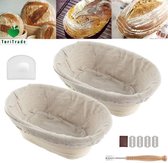 ToriTrade 2 STKS Rijsmandje Ovaal -incl. Deegkleed-Deegmes -Deegkrabber- Zuurdesembrood-Brood Banneton - Proofing Rattan Bask- Opbergmanden
