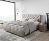 Boxspringbed Dream-Great kunstleder taupe 180x200 met matras en topper