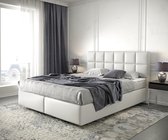 Boxspringbed Dream-Fine kunstleder wit 160x200 met matras en topper