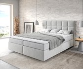 Boxspringbed Dream-Fine microvezel zilvergrijs 160x200 met matras en topper