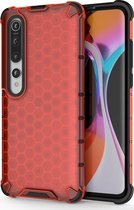 Xiaomi Mi 10 Pro Hoesje - Mobigear - Honeycomb Serie - Hard Kunststof Backcover - Rood - Hoesje Geschikt Voor Xiaomi Mi 10 Pro