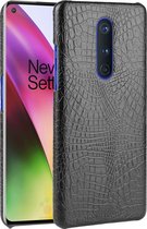 OnePlus 8 Hoesje - Mobigear - Croco Serie - Hard Kunststof Backcover - Zwart - Hoesje Geschikt Voor OnePlus 8