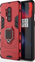 OnePlus 8 Pro Hoesje - Mobigear - Armor Ring Serie - Hard Kunststof Backcover - Rood - Hoesje Geschikt Voor OnePlus 8 Pro