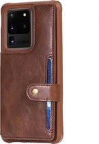 Samsung Galaxy S20 Ultra Hoesje - Mobigear - Cards Wallet Serie - Kunstlederen Backcover - Cognac - Hoesje Geschikt Voor Samsung Galaxy S20 Ultra