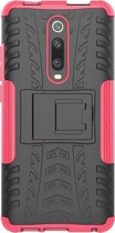 Xiaomi Mi 9T Pro Hoesje - Mobigear - Tire Serie - Hard Kunststof Backcover - Zwart / Roze - Hoesje Geschikt Voor Xiaomi Mi 9T Pro