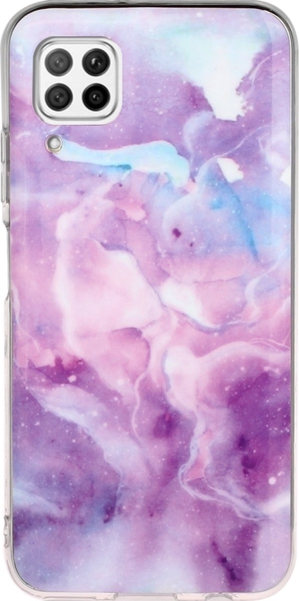 Mobigear Hoesje geschikt voor Huawei P40 Lite Telefoonhoesje Flexibel TPU | Mobigear Marble Backcover | P40 Lite Case | Back Cover - Paars