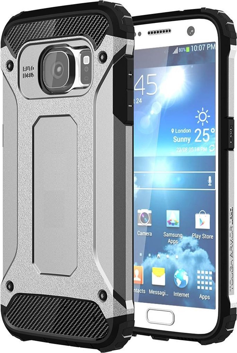 Mobigear Hoesje geschikt voor Samsung Galaxy S7 Telefoonhoesje Hardcase | Mobigear Outdoor Backcover Shockproof | Schokbestendig Galaxy S7 Telefoonhoesje | Anti Shock Proof - Zilver