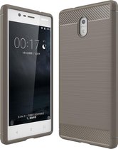 Nokia 3 Hoesje - Mobigear - Brushed Slim Serie - TPU Backcover - Grijs - Hoesje Geschikt Voor Nokia 3