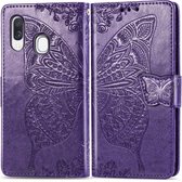 Samsung Galaxy A40 Hoesje - Mobigear - Butterfly Serie - Kunstlederen Bookcase - Paars - Hoesje Geschikt Voor Samsung Galaxy A40