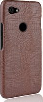 Google Pixel 3a Hoesje - Mobigear - Croco Serie - Hard Kunststof Backcover - Bruin - Hoesje Geschikt Voor Google Pixel 3a