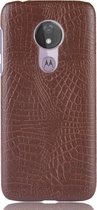 Motorola Moto G7 Power Hoesje - Mobigear - Krokodil Serie - Hard Kunststof Backcover - Bruin - Hoesje Geschikt Voor Motorola Moto G7 Power