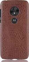 Motorola Moto G7 Play Hoesje - Mobigear - Croco Serie - Hard Kunststof Backcover - Bruin - Hoesje Geschikt Voor Motorola Moto G7 Play