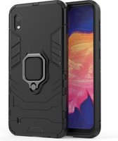 Samsung Galaxy A10 Hoesje - Mobigear - Armor Ring Serie - Hard Kunststof Backcover - Zwart - Hoesje Geschikt Voor Samsung Galaxy A10