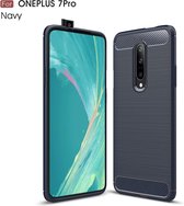 Mobigear Brushed TPU Backcover Hoesje - Geschikt voor OnePlus 7 Pro - Marineblauw