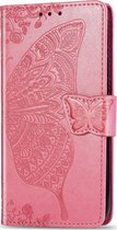 Samsung Galaxy A30s Hoesje - Mobigear - Butterfly Serie - Kunstlederen Bookcase - Roze - Hoesje Geschikt Voor Samsung Galaxy A30s