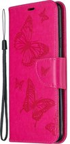 Samsung Galaxy A20s Hoesje - Mobigear - Butterfly Serie - Kunstlederen Bookcase - Roze - Hoesje Geschikt Voor Samsung Galaxy A20s