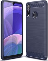 Samsung Galaxy A20s Hoesje - Mobigear - Brushed Slim Serie - TPU Backcover - Blauw - Hoesje Geschikt Voor Samsung Galaxy A20s