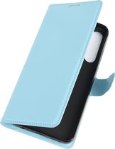 Mobigear Litchi Luxe Wallet Book Case Blauw HTC Desire 20 Pro