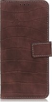 Samsung Galaxy A20s Hoesje - Mobigear - Croco Serie - Kunstlederen Bookcase - Bruin - Hoesje Geschikt Voor Samsung Galaxy A20s