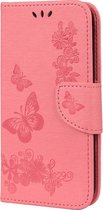 Apple iPhone 12 Pro Max Hoesje - Mobigear - Butterfly Serie - Kunstlederen Bookcase - Roze - Hoesje Geschikt Voor Apple iPhone 12 Pro Max