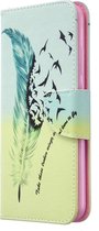 Huawei P40 Lite E Hoesje - Mobigear - Design Serie - Kunstlederen Bookcase - Feather - Hoesje Geschikt Voor Huawei P40 Lite E