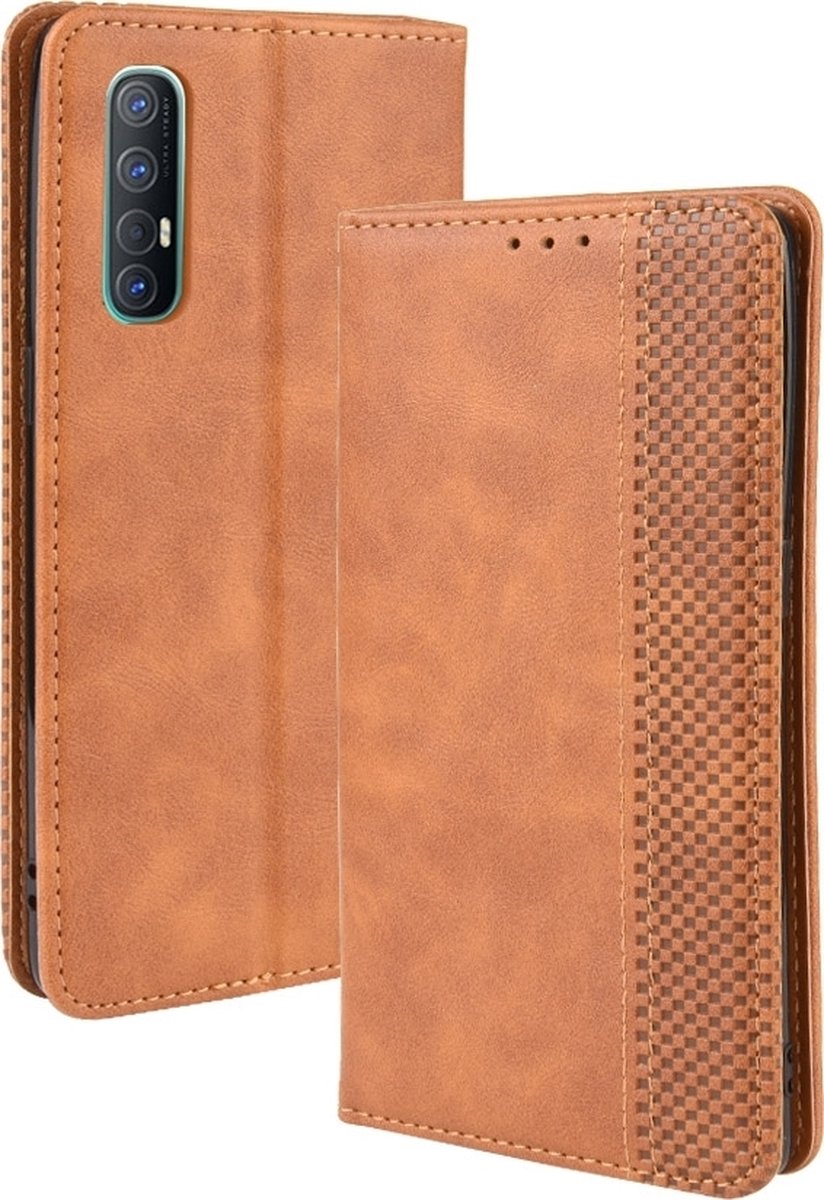 Mobigear Telefoonhoesje geschikt voor OPPO Reno 3 Pro Hoesje | Mobigear Sensation Bookcase Portemonnee | Pasjeshouder voor 3 Pasjes | Telefoonhoesje voor Pinpas / OV Kaart / Rijbewijs - Cognac