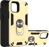 Apple iPhone 12 Pro Hoesje - Mobigear - Armor Ring Serie - Hard Kunststof Backcover - Goud - Hoesje Geschikt Voor Apple iPhone 12 Pro